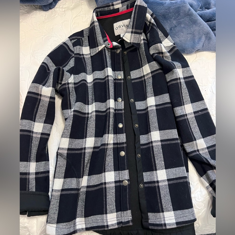 Orvis Women’s Black and White Plaid Button-Front Jacket